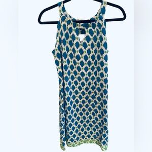 NWT Barbara Gerwit  Blue and Green Patterned Dress